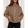 imagePRETTYGARDEN Womens 2025 Winter Fleece Sherpa Jacket Trendy Long Sleeve Zip Up Cropped Warm Coat Fall Fashion Workout ClothesKhaki
