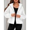 imagePRETTYGARDEN Womens 2025 Winter Fleece Sherpa Jacket Trendy Long Sleeve Zip Up Cropped Warm Coat Fall Fashion Workout ClothesWhite