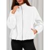 imagePRETTYGARDEN Womens 2025 Winter Fleece Sherpa Jacket Trendy Long Sleeve Zip Up Cropped Warm Coat Fall Fashion Workout ClothesWhite
