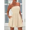 imagePRETTYGARDEN Womens Bubble Mini Short Dress 2025 Summer Casual A Line Strapless Tube Top Sundress Trendy Smocked DressesApricot