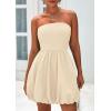 imagePRETTYGARDEN Womens Bubble Mini Short Dress 2025 Summer Casual A Line Strapless Tube Top Sundress Trendy Smocked DressesApricot