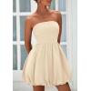 imagePRETTYGARDEN Womens Bubble Mini Short Dress 2025 Summer Casual A Line Strapless Tube Top Sundress Trendy Smocked DressesApricot
