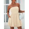 imagePRETTYGARDEN Womens Bubble Mini Short Dress 2025 Summer Casual A Line Strapless Tube Top Sundress Trendy Smocked DressesApricot