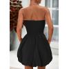 imagePRETTYGARDEN Womens Bubble Mini Short Dress 2025 Summer Casual A Line Strapless Tube Top Sundress Trendy Smocked DressesBlack