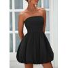 imagePRETTYGARDEN Womens Bubble Mini Short Dress 2025 Summer Casual A Line Strapless Tube Top Sundress Trendy Smocked DressesBlack