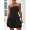 imagePRETTYGARDEN Womens Bubble Mini Short Dress 2025 Summer Casual A Line Strapless Tube Top Sundress Trendy Smocked DressesBlack