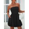 imagePRETTYGARDEN Womens Bubble Mini Short Dress 2025 Summer Casual A Line Strapless Tube Top Sundress Trendy Smocked DressesBlack
