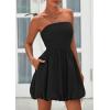 imagePRETTYGARDEN Womens Bubble Mini Short Dress 2025 Summer Casual A Line Strapless Tube Top Sundress Trendy Smocked DressesBlack