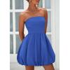 imagePRETTYGARDEN Womens Bubble Mini Short Dress 2025 Summer Casual A Line Strapless Tube Top Sundress Trendy Smocked DressesBlue