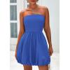 imagePRETTYGARDEN Womens Bubble Mini Short Dress 2025 Summer Casual A Line Strapless Tube Top Sundress Trendy Smocked DressesBlue