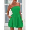 imagePRETTYGARDEN Womens Bubble Mini Short Dress 2025 Summer Casual A Line Strapless Tube Top Sundress Trendy Smocked DressesGreen