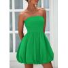 imagePRETTYGARDEN Womens Bubble Mini Short Dress 2025 Summer Casual A Line Strapless Tube Top Sundress Trendy Smocked DressesGreen