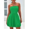 imagePRETTYGARDEN Womens Bubble Mini Short Dress 2025 Summer Casual A Line Strapless Tube Top Sundress Trendy Smocked DressesGreen