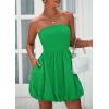 imagePRETTYGARDEN Womens Bubble Mini Short Dress 2025 Summer Casual A Line Strapless Tube Top Sundress Trendy Smocked DressesGreen