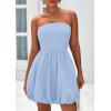 imagePRETTYGARDEN Womens Bubble Mini Short Dress 2025 Summer Casual A Line Strapless Tube Top Sundress Trendy Smocked DressesLight Blue