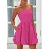 imagePRETTYGARDEN Womens Bubble Mini Short Dress 2025 Summer Casual A Line Strapless Tube Top Sundress Trendy Smocked DressesRose Red