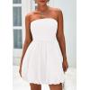 imagePRETTYGARDEN Womens Bubble Mini Short Dress 2025 Summer Casual A Line Strapless Tube Top Sundress Trendy Smocked DressesWhite