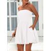 imagePRETTYGARDEN Womens Bubble Mini Short Dress 2025 Summer Casual A Line Strapless Tube Top Sundress Trendy Smocked DressesWhite