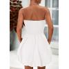 imagePRETTYGARDEN Womens Bubble Mini Short Dress 2025 Summer Casual A Line Strapless Tube Top Sundress Trendy Smocked DressesWhite