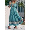 imagePRETTYGARDEN Womens Casual Summer Boho Floral Print Dress V Neck Short Sleeve High Waist Long Maxi Beach DressesBlue Floral