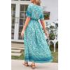 imagePRETTYGARDEN Womens Casual Summer Boho Floral Print Dress V Neck Short Sleeve High Waist Long Maxi Beach DressesGreen Yellow Floral