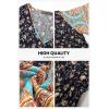 imagePRETTYGARDEN Womens Casual Summer Boho Floral Print Dress V Neck Short Sleeve High Waist Long Maxi Beach DressesNavy Yellow Floral