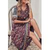imagePRETTYGARDEN Womens Casual Summer Boho Floral Print Dress V Neck Short Sleeve High Waist Long Maxi Beach DressesWine Red Floral