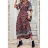 imagePRETTYGARDEN Womens Casual Summer Boho Floral Print Dress V Neck Short Sleeve High Waist Long Maxi Beach DressesWine Red Floral