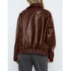 imagePRETTYGARDEN Womens Faux Leather Jackets 2025 Fall Long Sleeve Bomber Jacket Zip Up Motorcycle Coats Winter ClothesCoffee