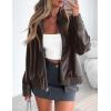 imagePRETTYGARDEN Womens Faux Leather Jackets 2025 Fall Long Sleeve Bomber Jacket Zip Up Motorcycle Coats Winter ClothesDark Grey