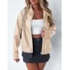 imagePRETTYGARDEN Womens Faux Leather Jackets 2025 Fall Long Sleeve Bomber Jacket Zip Up Motorcycle Coats Winter ClothesLight Khaki