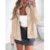 imagePRETTYGARDEN Womens Faux Leather Jackets 2025 Fall Long Sleeve Bomber Jacket Zip Up Motorcycle Coats Winter ClothesLight Khaki