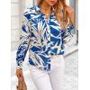 imagePRETTYGARDEN Womens Floral Blouses Dressy Casual V Neck Button Down Shirts Lantern Long Sleeve Boho Chiffon Fall Tops 2025Blue White