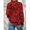 imagePRETTYGARDEN Womens Floral Blouses Dressy Casual V Neck Button Down Shirts Lantern Long Sleeve Boho Chiffon Fall Tops 2025Floral Red