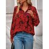 imagePRETTYGARDEN Womens Floral Blouses Dressy Casual V Neck Button Down Shirts Lantern Long Sleeve Boho Chiffon Fall Tops 2025Floral Red