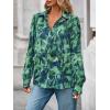 imagePRETTYGARDEN Womens Floral Blouses Dressy Casual V Neck Button Down Shirts Lantern Long Sleeve Boho Chiffon Fall Tops 2025Green
