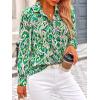 imagePRETTYGARDEN Womens Floral Blouses Dressy Casual V Neck Button Down Shirts Lantern Long Sleeve Boho Chiffon Fall Tops 2025Green Floral