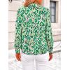 imagePRETTYGARDEN Womens Floral Blouses Dressy Casual V Neck Button Down Shirts Lantern Long Sleeve Boho Chiffon Fall Tops 2025Green Floral