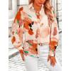 imagePRETTYGARDEN Womens Floral Blouses Dressy Casual V Neck Button Down Shirts Lantern Long Sleeve Boho Chiffon Fall Tops 2025Orange Watercolour