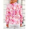 imagePRETTYGARDEN Womens Floral Blouses Dressy Casual V Neck Button Down Shirts Lantern Long Sleeve Boho Chiffon Fall Tops 2025Pink Floral