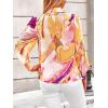 imagePRETTYGARDEN Womens Floral Blouses Dressy Casual V Neck Button Down Shirts Lantern Long Sleeve Boho Chiffon Fall Tops 2025Pink Watercolour