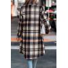 imagePRETTYGARDEN Womens Plaid Shacket Jacket Fall Fashion 2025 Long Sleeve Button Up Flannel Shirt Winter Clothing Woolen CoatsBrown