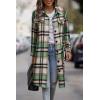 imagePRETTYGARDEN Womens Plaid Shacket Jacket Fall Fashion 2025 Long Sleeve Button Up Flannel Shirt Winter Clothing Woolen CoatsGreen