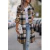 imagePRETTYGARDEN Womens Plaid Shacket Jacket Fall Fashion 2025 Long Sleeve Button Up Flannel Shirt Winter Clothing Woolen CoatsKhaki