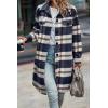 imagePRETTYGARDEN Womens Plaid Shacket Jacket Fall Fashion 2025 Long Sleeve Button Up Flannel Shirt Winter Clothing Woolen CoatsPlaid Navy