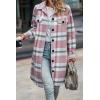imagePRETTYGARDEN Womens Plaid Shacket Jacket Fall Fashion 2025 Long Sleeve Button Up Flannel Shirt Winter Clothing Woolen CoatsPlaid Pink