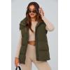 imagePRETTYGARDEN Womens Puffer Jacket Vests 2025 Fall Casual Sleeveless Stand Collar Zip Up Coats Warm Winter OuterwearArmy Green