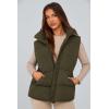 imagePRETTYGARDEN Womens Puffer Jacket Vests 2025 Fall Casual Sleeveless Stand Collar Zip Up Coats Warm Winter OuterwearArmy Green