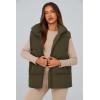 imagePRETTYGARDEN Womens Puffer Jacket Vests 2025 Fall Casual Sleeveless Stand Collar Zip Up Coats Warm Winter OuterwearArmy Green