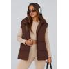 imagePRETTYGARDEN Womens Puffer Jacket Vests 2025 Fall Casual Sleeveless Stand Collar Zip Up Coats Warm Winter OuterwearDark Brown